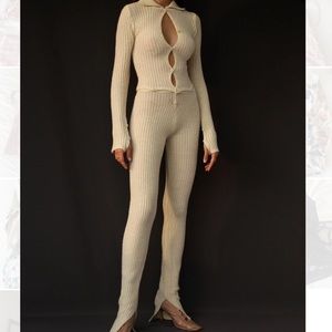RUVE cream knit jumpsuit